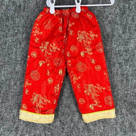 Pants Toddler Boy‎ 4T Red Asian Chinese Mandarin Golden Dragon New Year Cotton - Picture 1 of 8